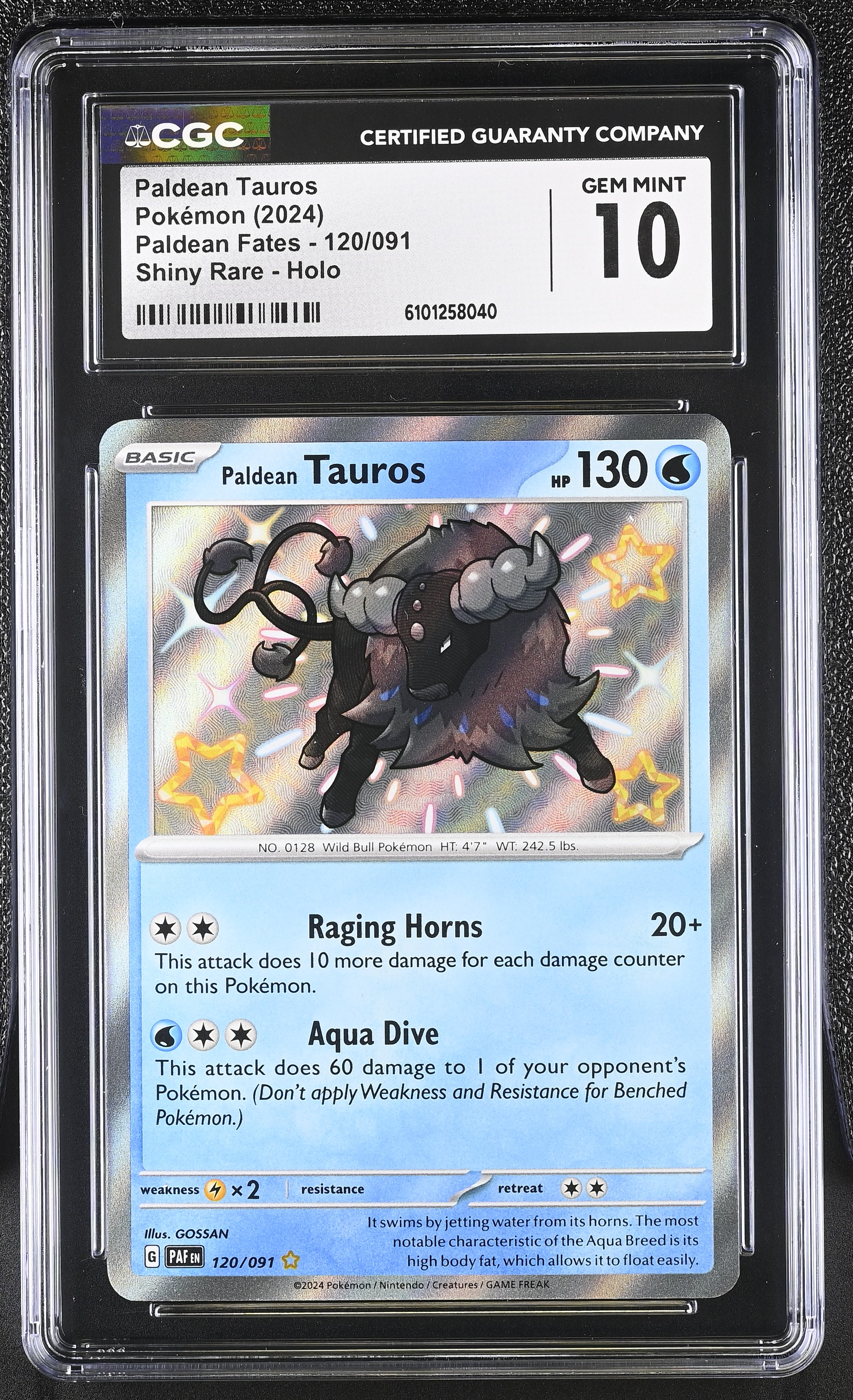 Paldean Tauros - PAF 120 - English - CGC 10 
