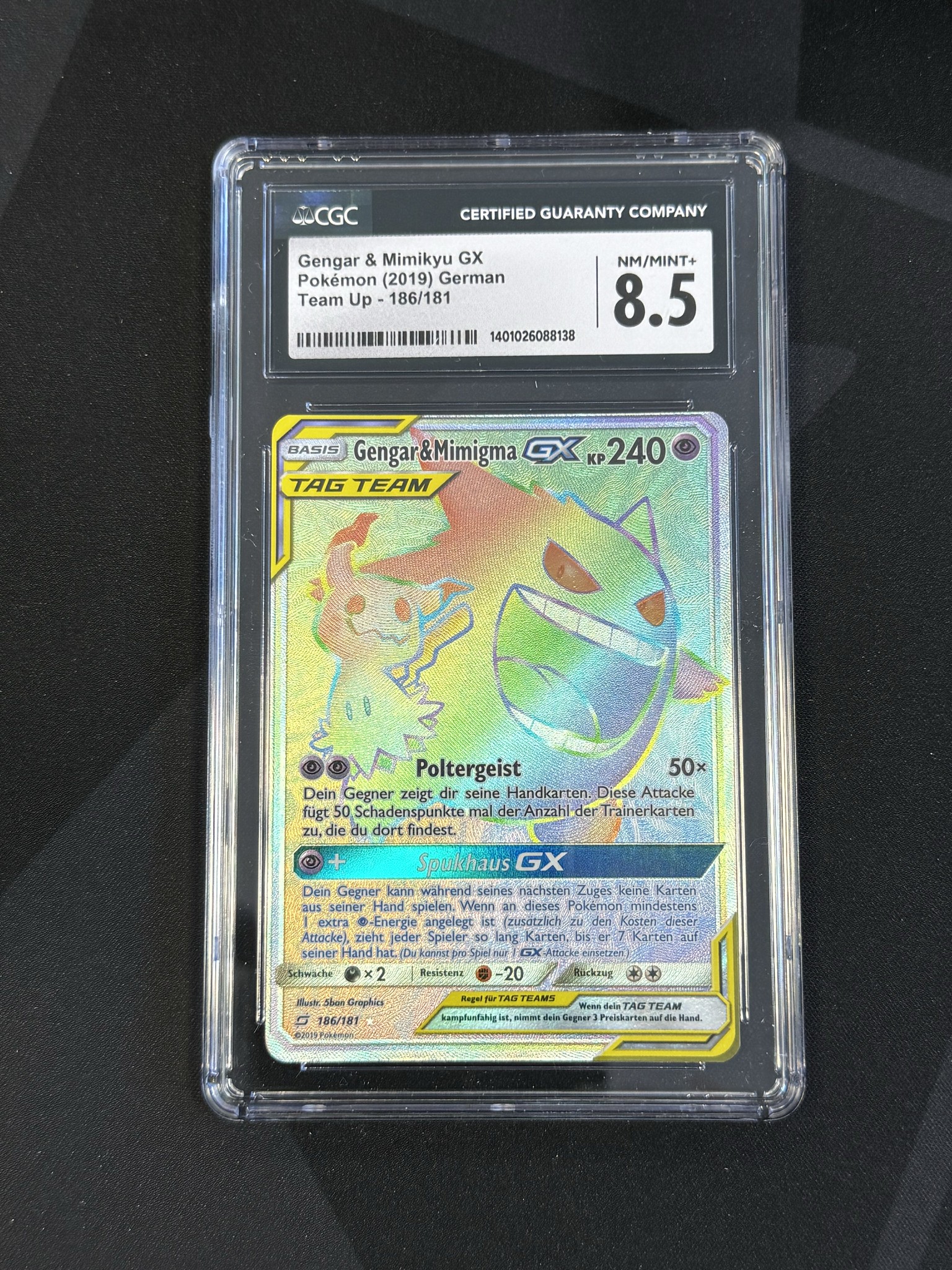 Gengar & Mimikyu GX - TEU 186 - German - CGC 8.5