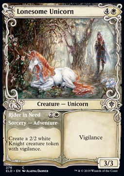 Lonesome Unicorn Rider in Need - Throne of Eldraine Extras 