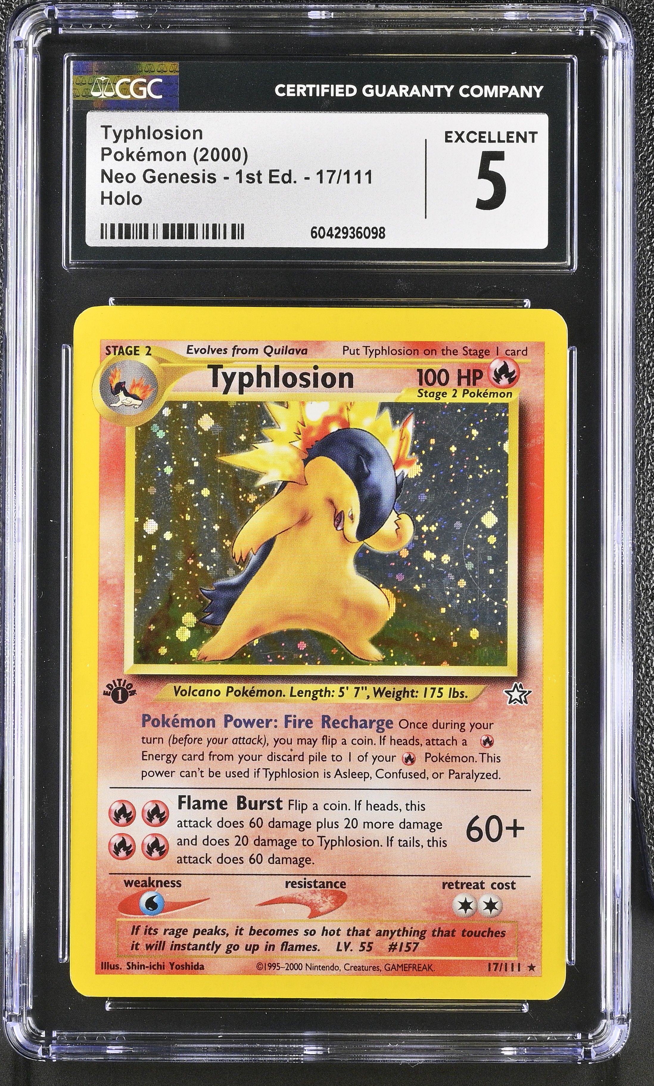 Typhlosion (Fire Recharge) - NG 17 - English - CGC 5 