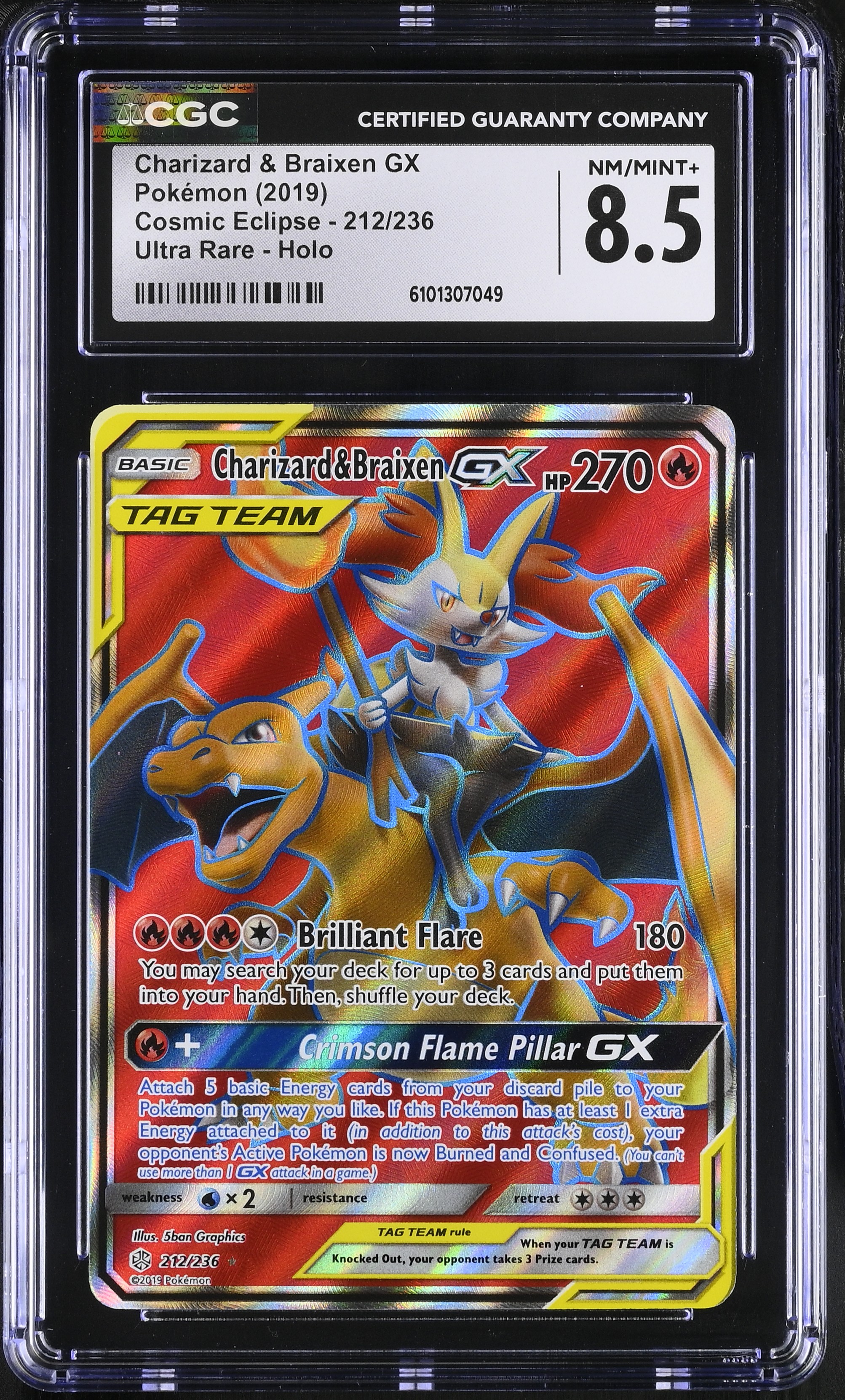 Charizard & Braixen GX - CEC 212 - English - CGC 8.5 