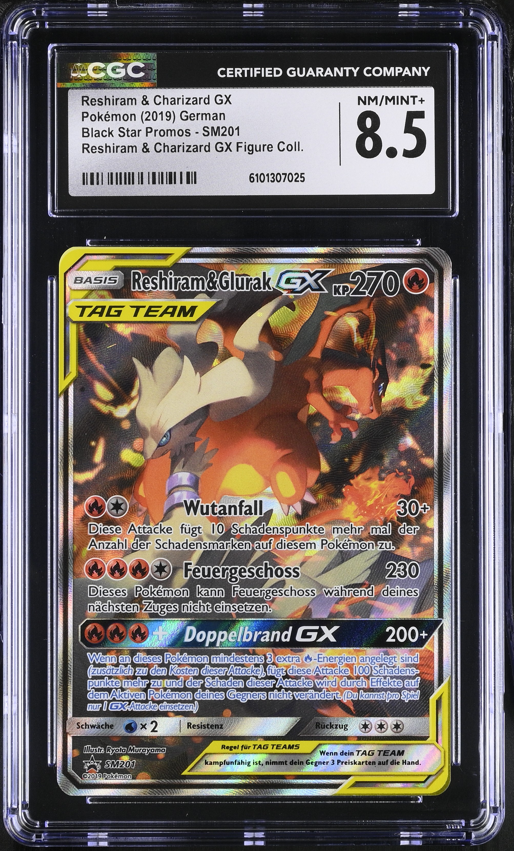 Reshiram & Charizard GX - SM 201 - German - CGC 8.5 